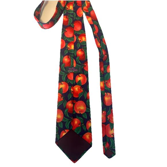 Vintage Brite Eyes Tie - Bold Peaches Fruit Print - Made in USA - 57” Retro 80’s - Picture 3 of 6